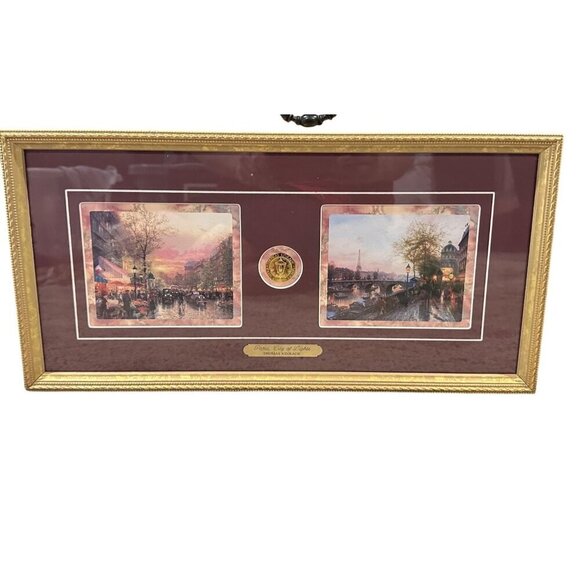 Thomas Kinkade Paris City Of Lights Double Framed Print COA Medallion - Picture 1 of 8